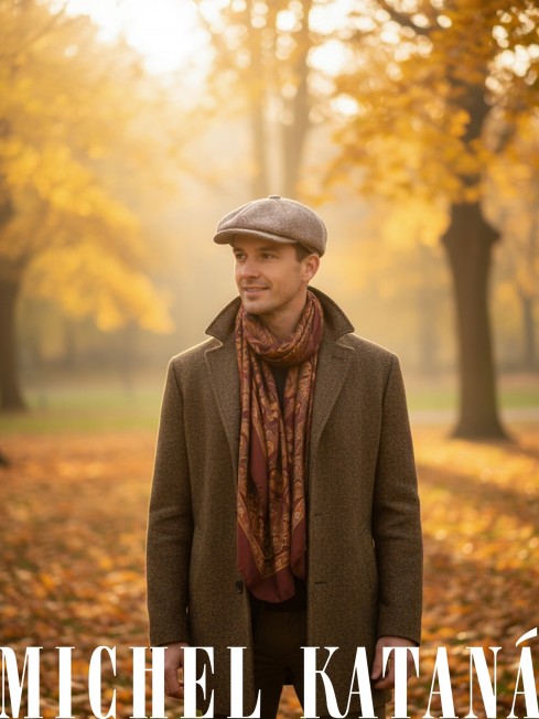 Кепка с козырьком, 8ми-клинка Мужская-Унисекс TWEED EDINBURG LATE MIST из твида (Плотная Костюмно-Блейзерная ШЕРСТЬ) TWEED.8-EDINBURG/LATE.MIST